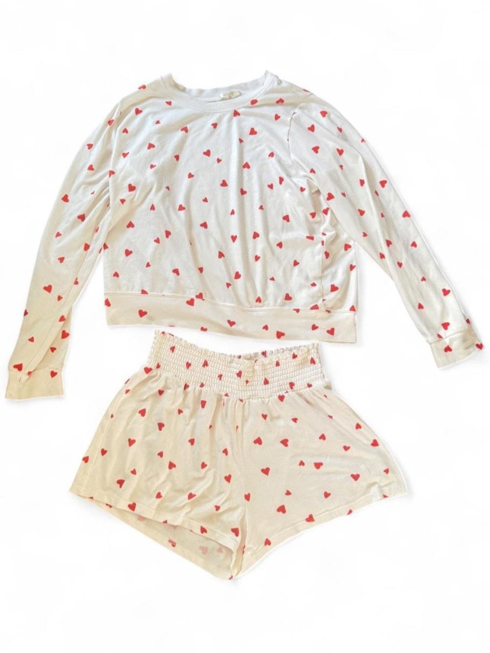 Z Supply Cream Matching Set with Red Heart Print